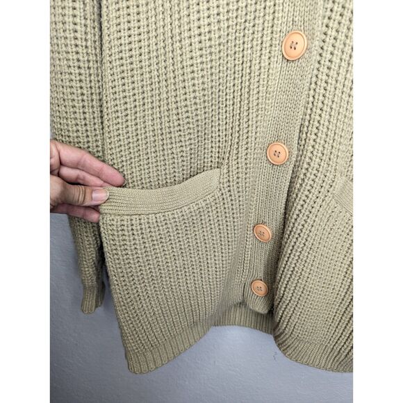 Vintage Sears Fashion Place Grandpa Sweater Cardigan Sz L Brown Button Up Collar - Picture 6 of 7